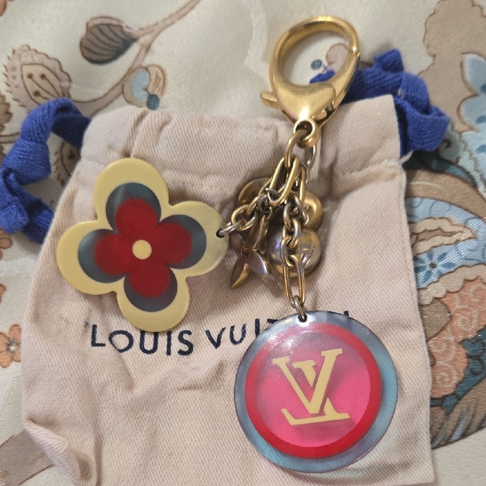 Louis Vuitton Multicolor Floral Charm Bag Keychain Authentic With Dustbag